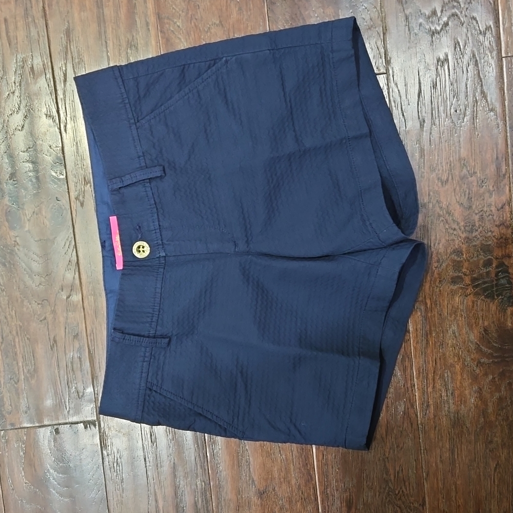 LILY PULITZER 5" CALLAHAN JACQUARD SHORT SHORTS TRUE NAVY BLUE SIZE 2 - Picture 8 of 12